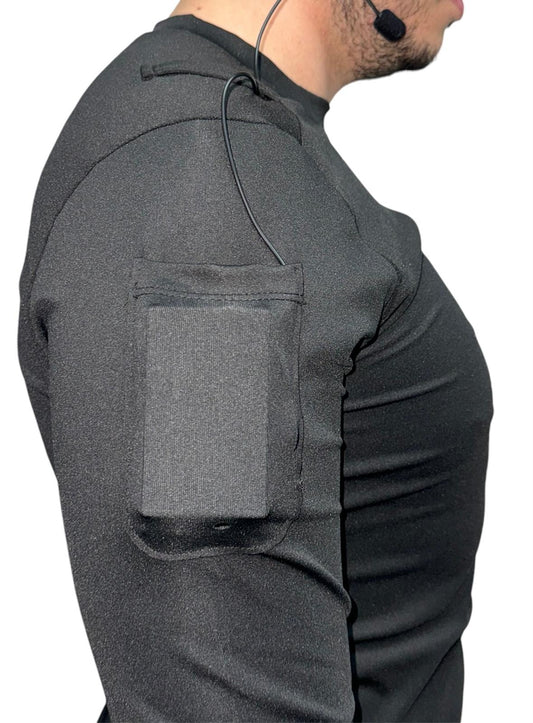Kulaklık cepli çok işlevli gömlek uzun kollu slim fit