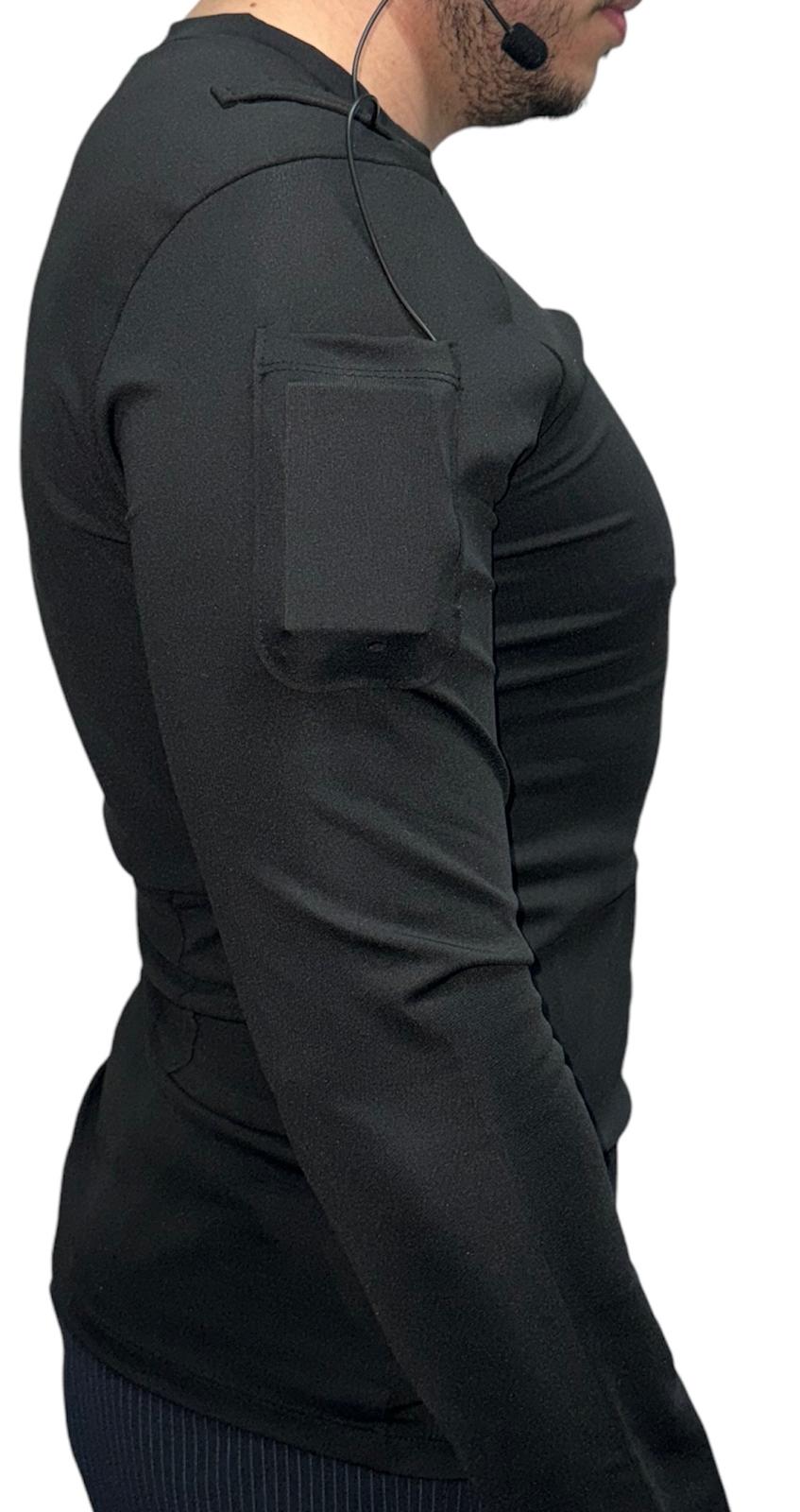 Kulaklık cepli çok işlevli gömlek uzun kollu slim fit